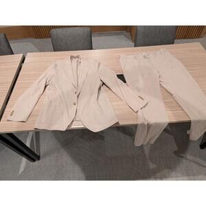 Joseph Aboud Linen Bland Modern Fit Ecru Suit XL